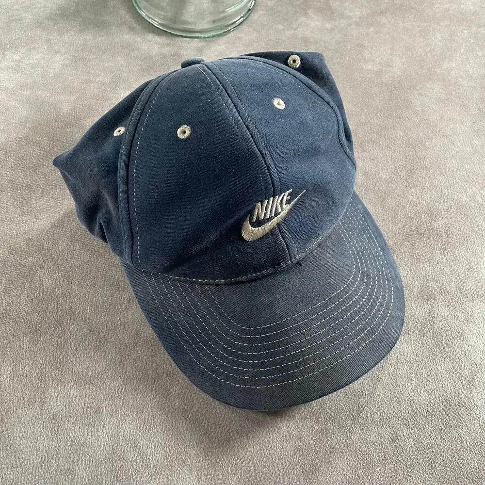 Vintage Nike Embroidered Hat Y2K 00’s Blue Majorly Faded Hat Athletic ERD Fade